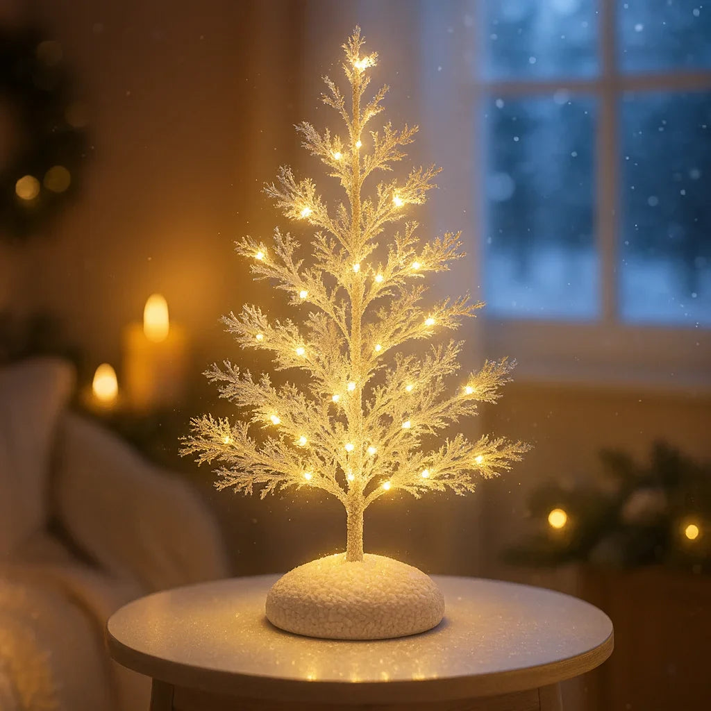 FrostGlow Winterbaum – LED Deko-Lampe gefrostet, Weiß, Wohnzimmer