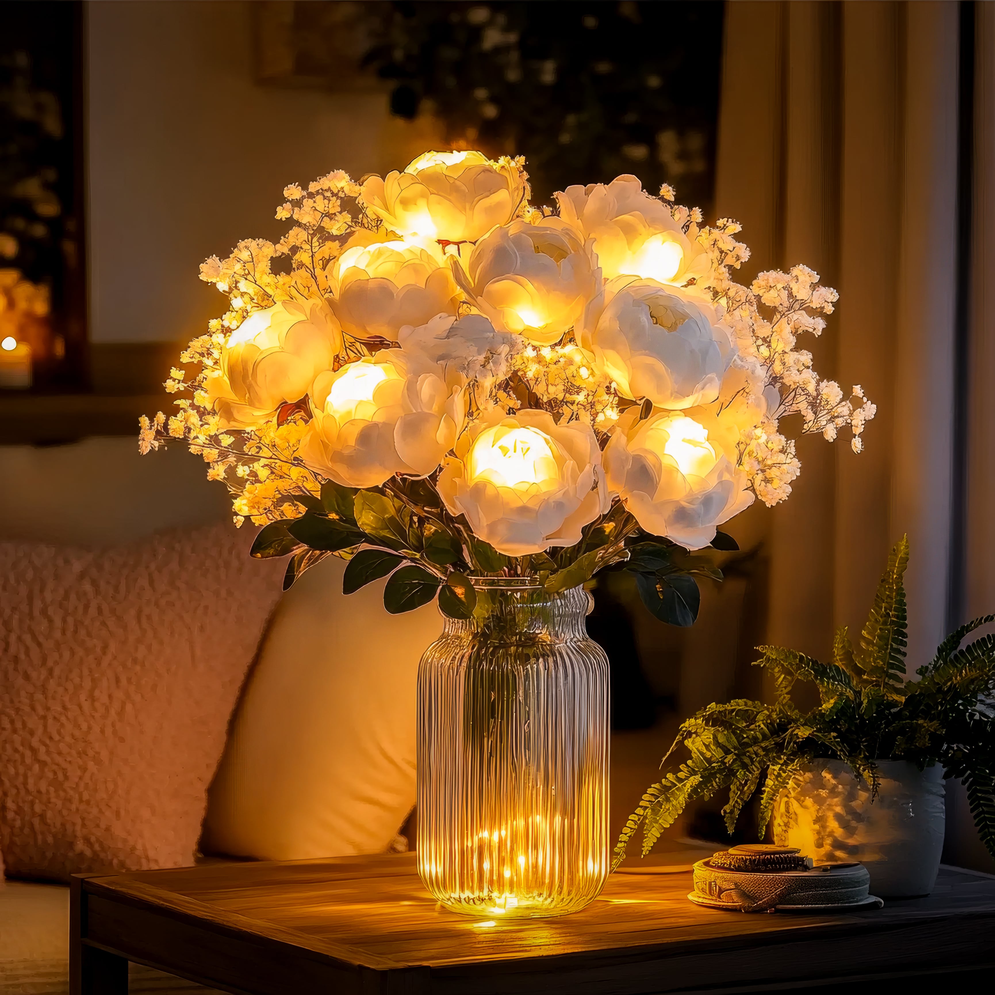 Aurora Bloom LED-Vase mit Goldfinish für Innenräume