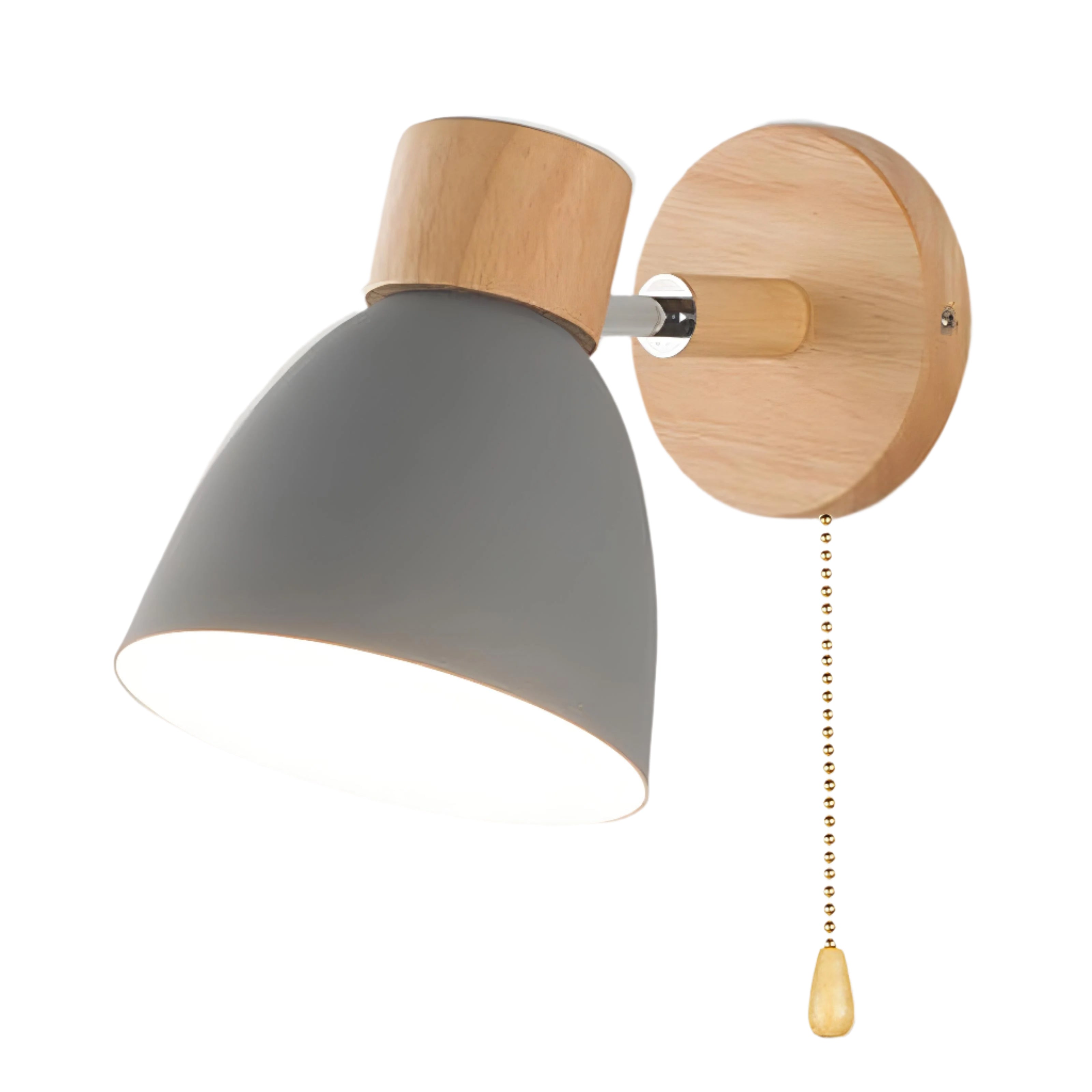 Nordlio Skandinavische Holz-Wandleuchte mit Schalter – Natur Wohnzimmer