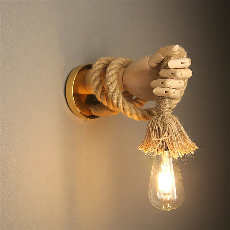 KnotBright - Vintage Handgefertigte Seil-Wandleuchte