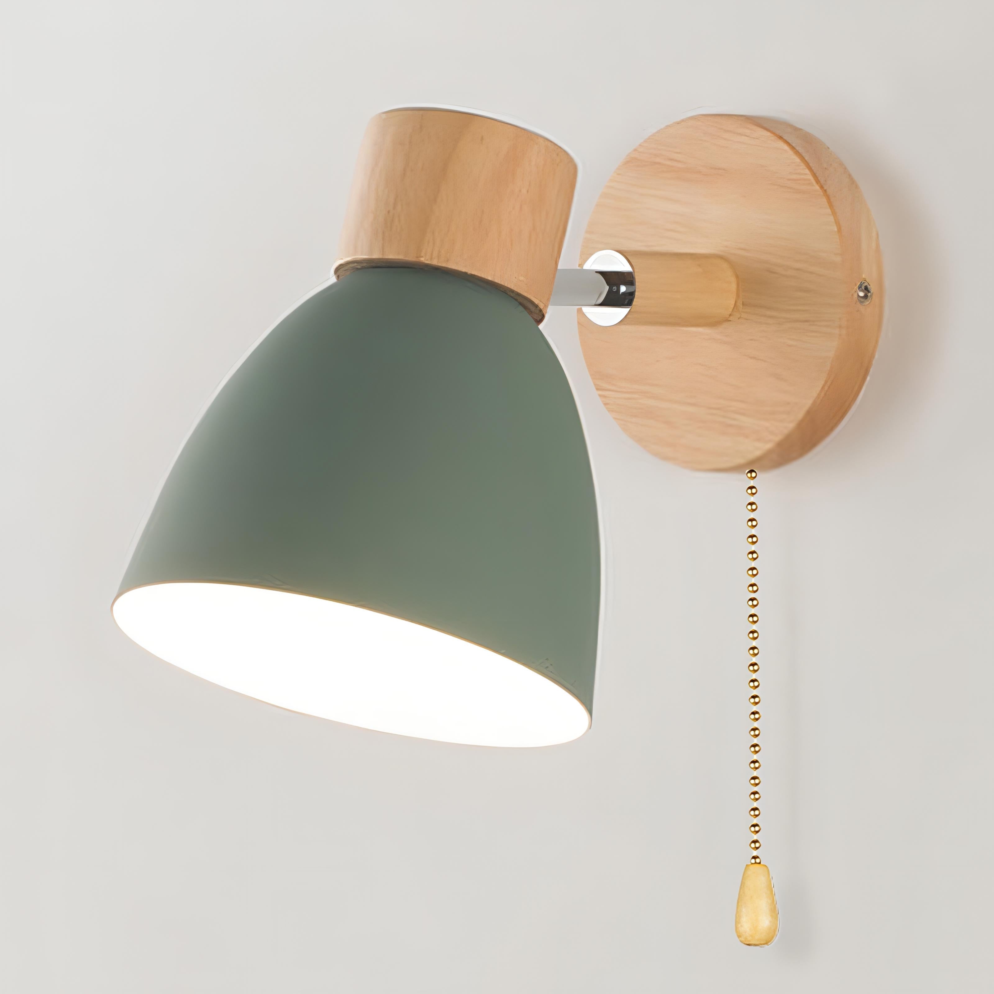 Nordlio Skandinavische Holz-Wandleuchte mit Schalter – Natur Wohnzimmer