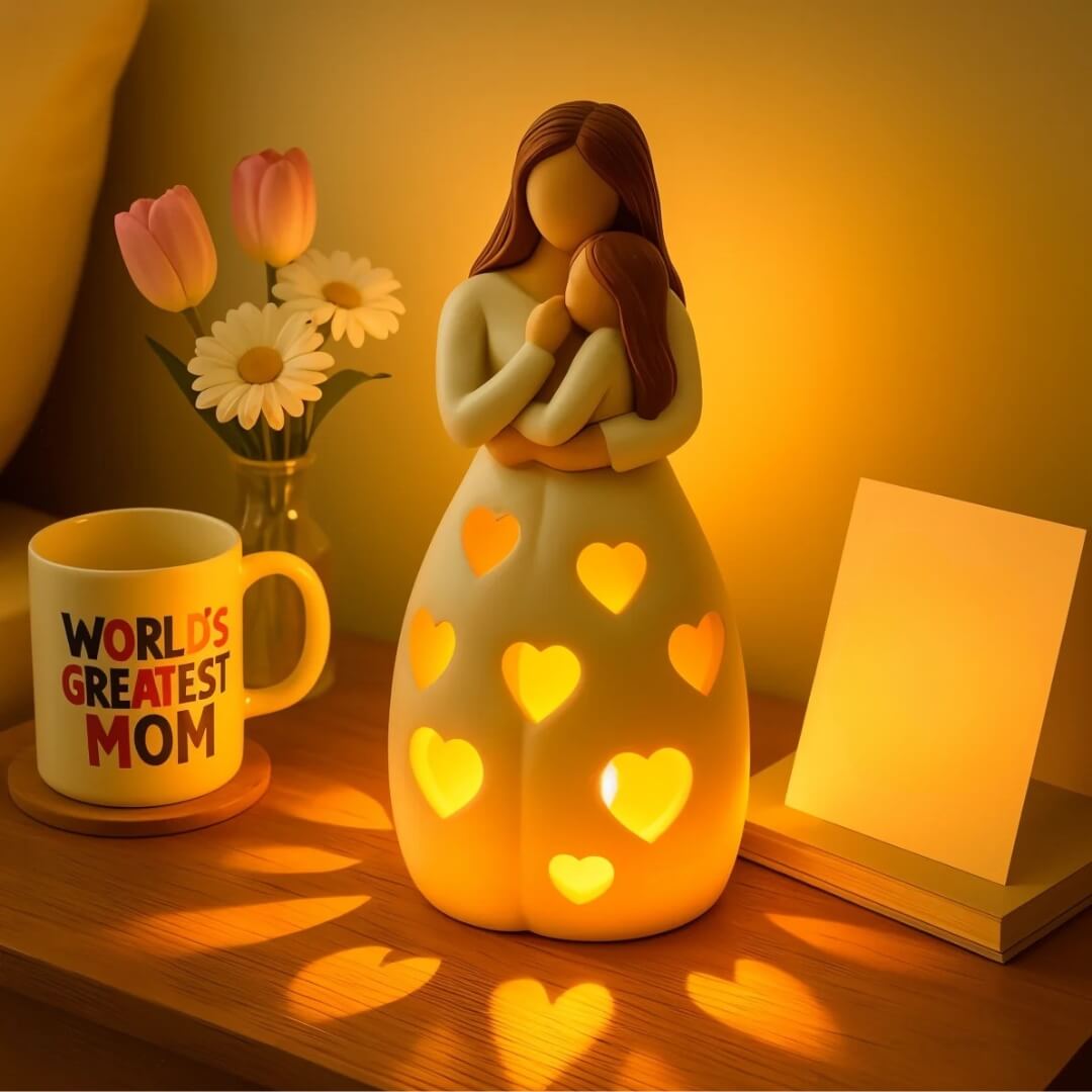 Mama Heart LED-Tischlampe mit Herzmotiv für Schlafzimmer