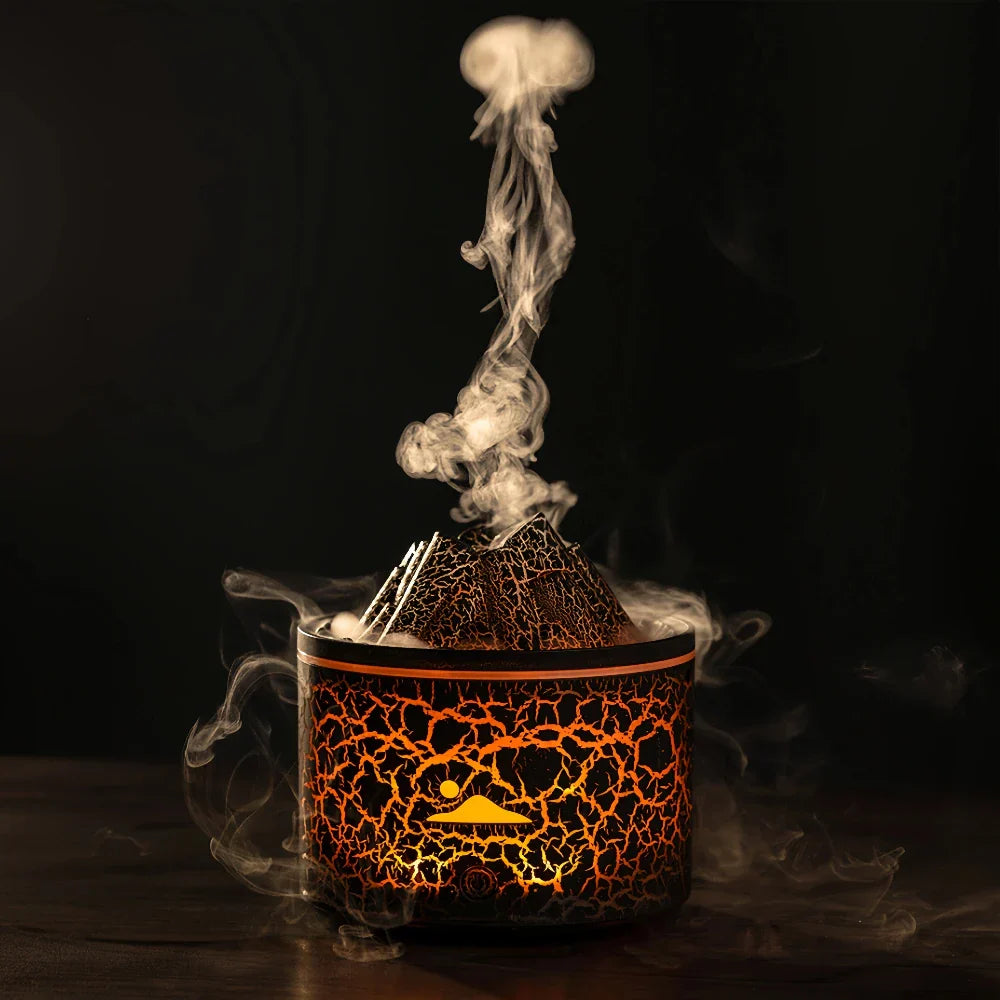 VapoGlow Deko-Luftbefeuchter Vulkanstil  LED schwarz Wohnzimmer