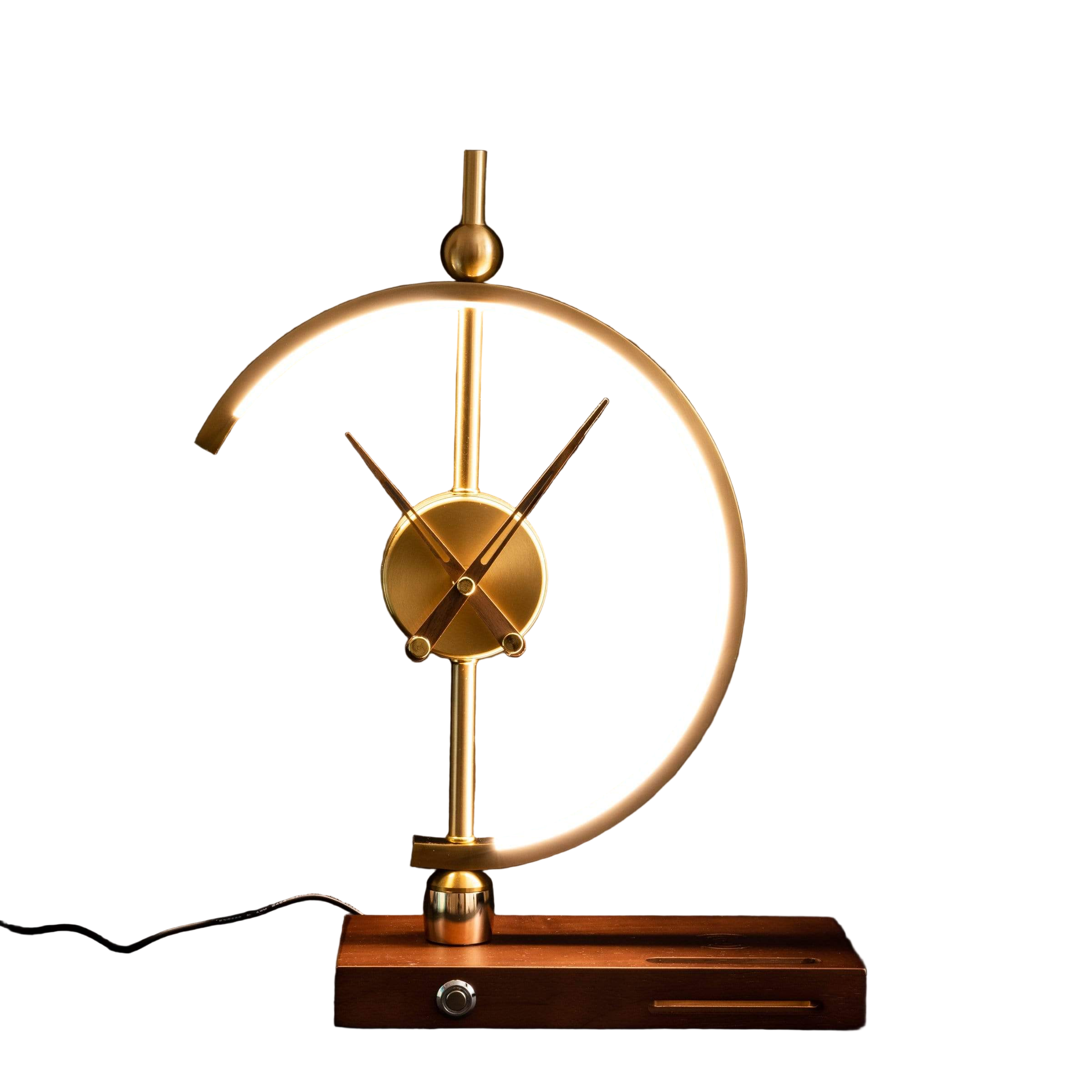 NagoyaLux Elegante Lampenuhr mit kabellosem Ladegerät – Weiß Büro