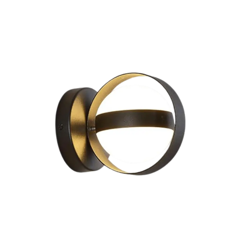 Noctura LED-Wandleuchte – Rundes Design in Schwarz & Gold für Wohnzimmer