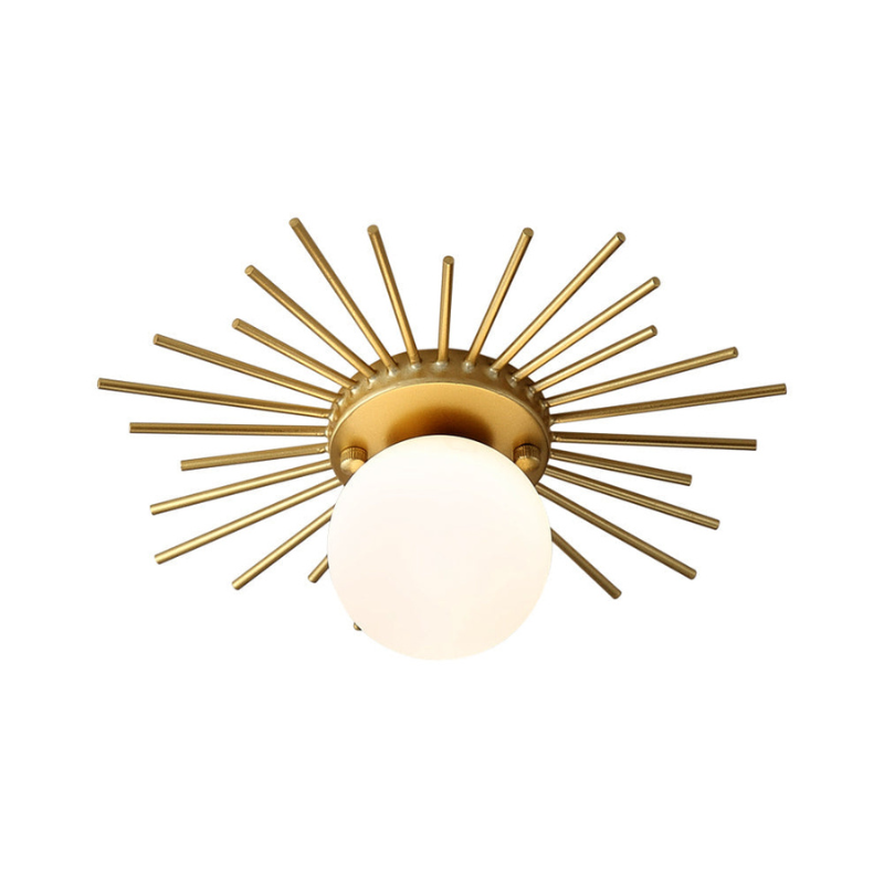 OpalGlint - Goldene Deckenleuchte mit mattiertem Glas