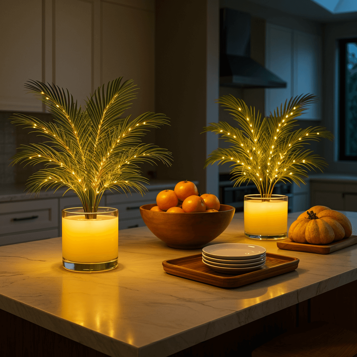 Palmenzauber LED-Lampe – Tropische Blätter, Grün für Innenräume