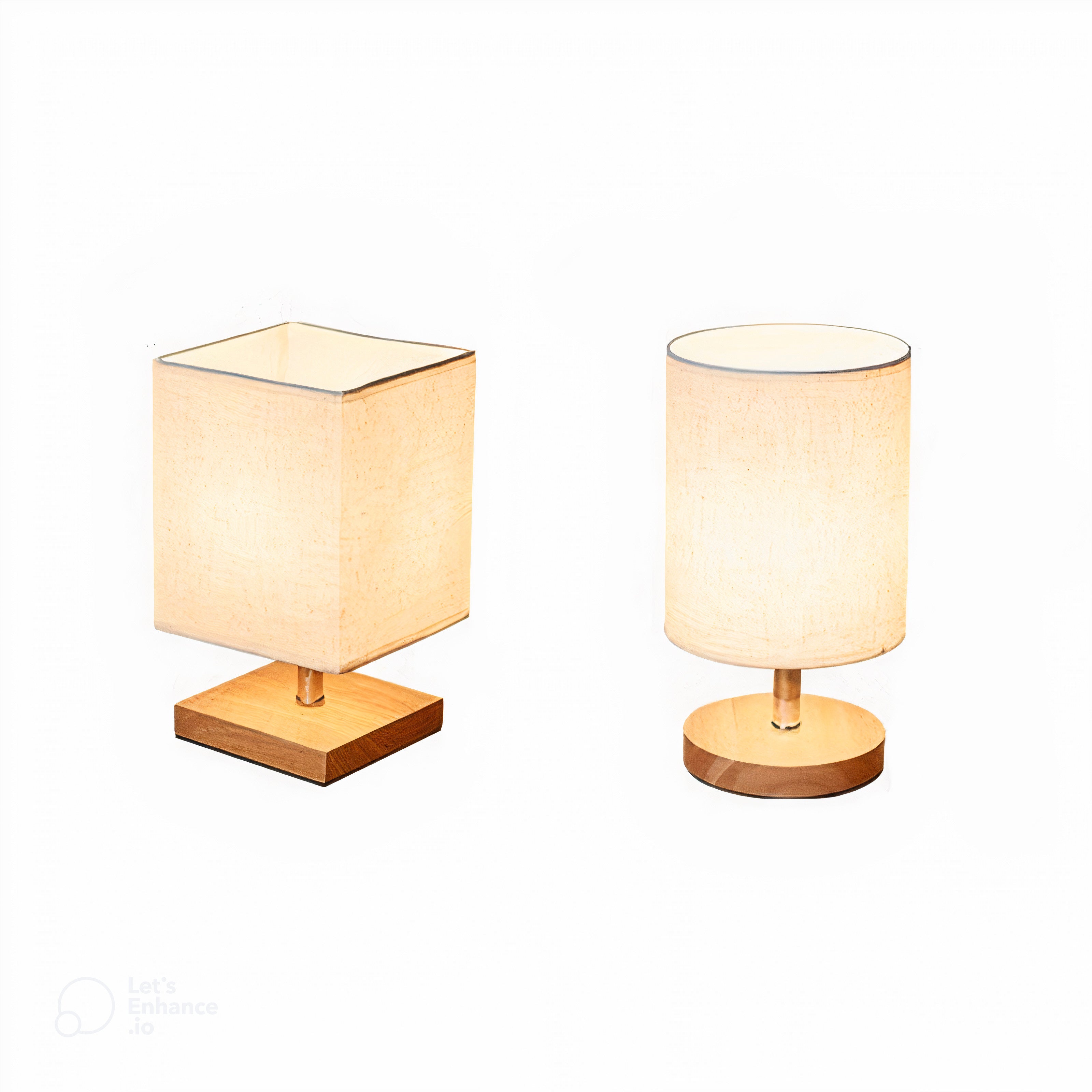 LinenWood - Minimalistische Tischlampe aus Holz und Leinen