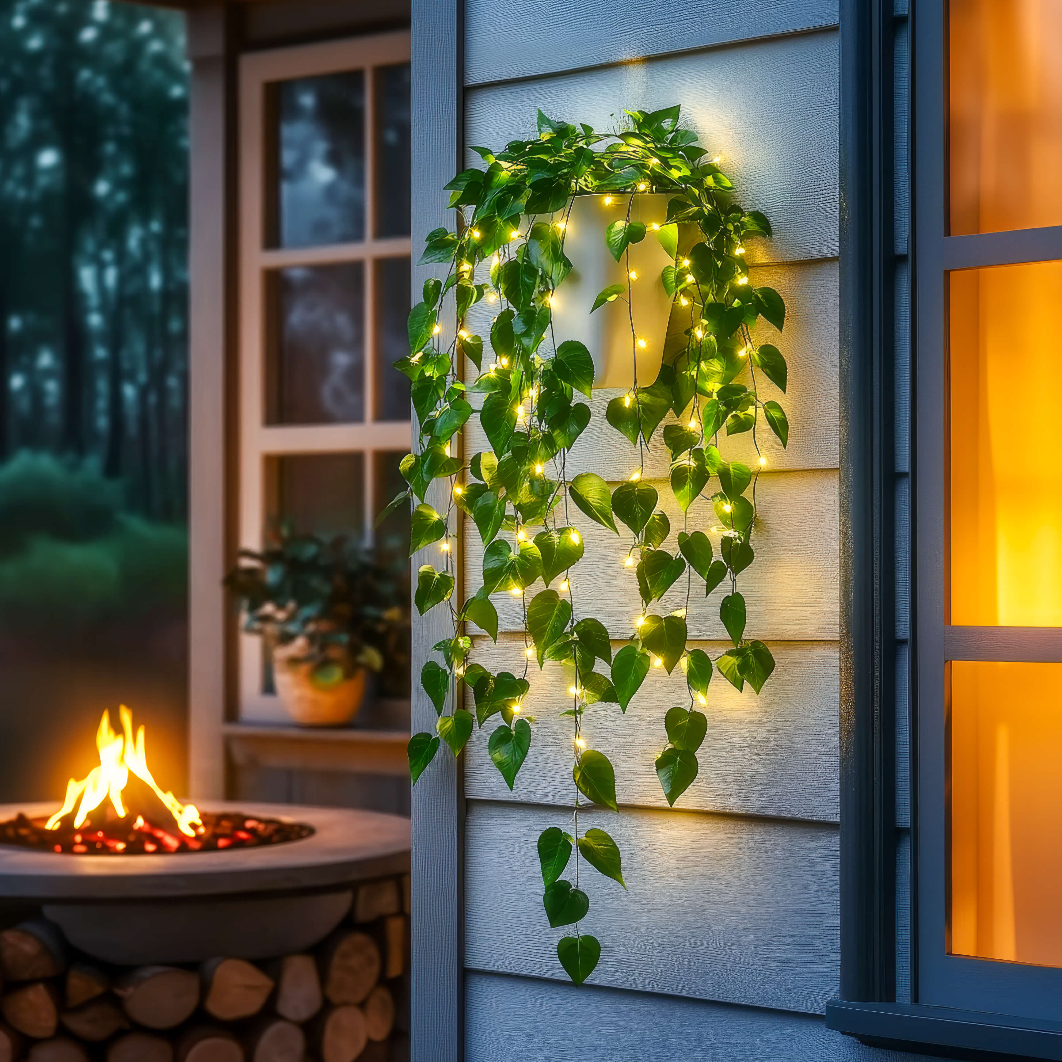 IvyGlow Lights – LED Deko-Lampe Grün für Terrasse