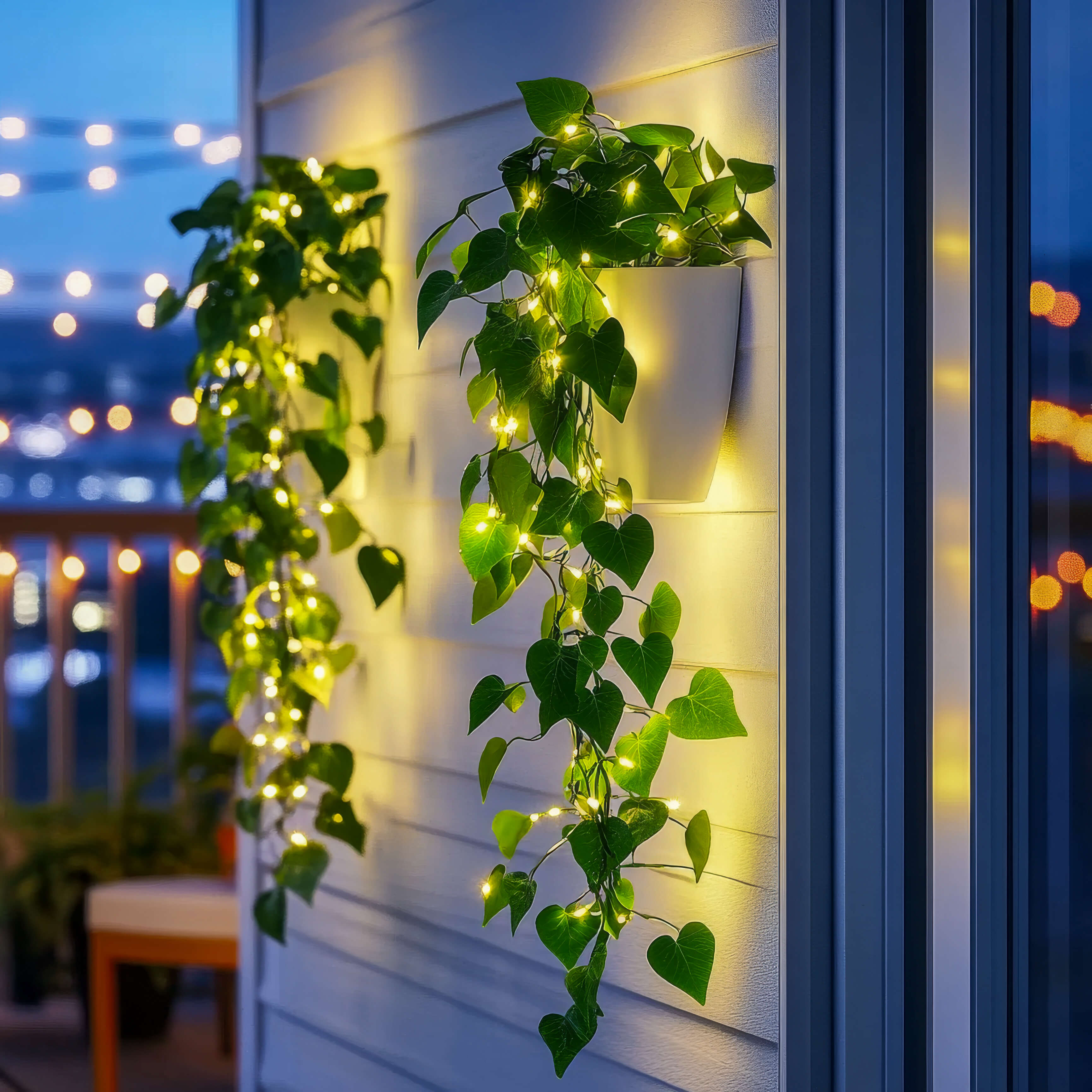 IvyGlow Lights – LED Deko-Lampe Grün für Terrasse