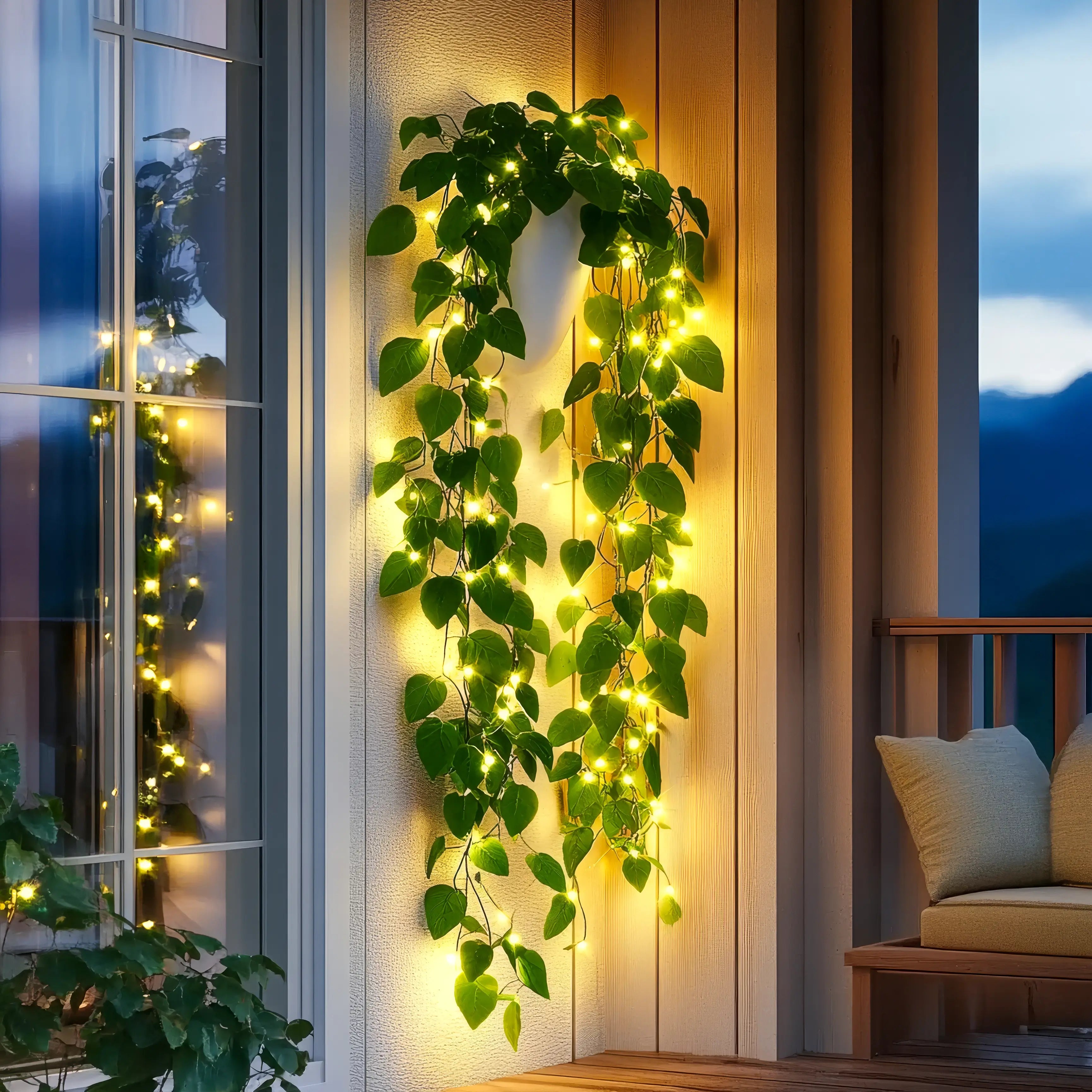 IvyGlow Lights – LED Deko-Lampe Grün für Terrasse