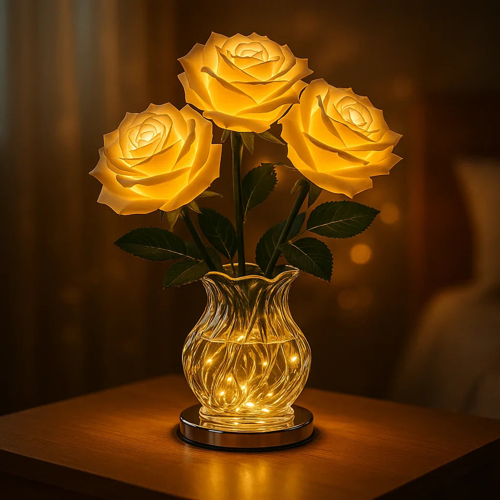 Rosenzauber LED-Lampe – Strahlende Blüten, Rosa für Innenräume