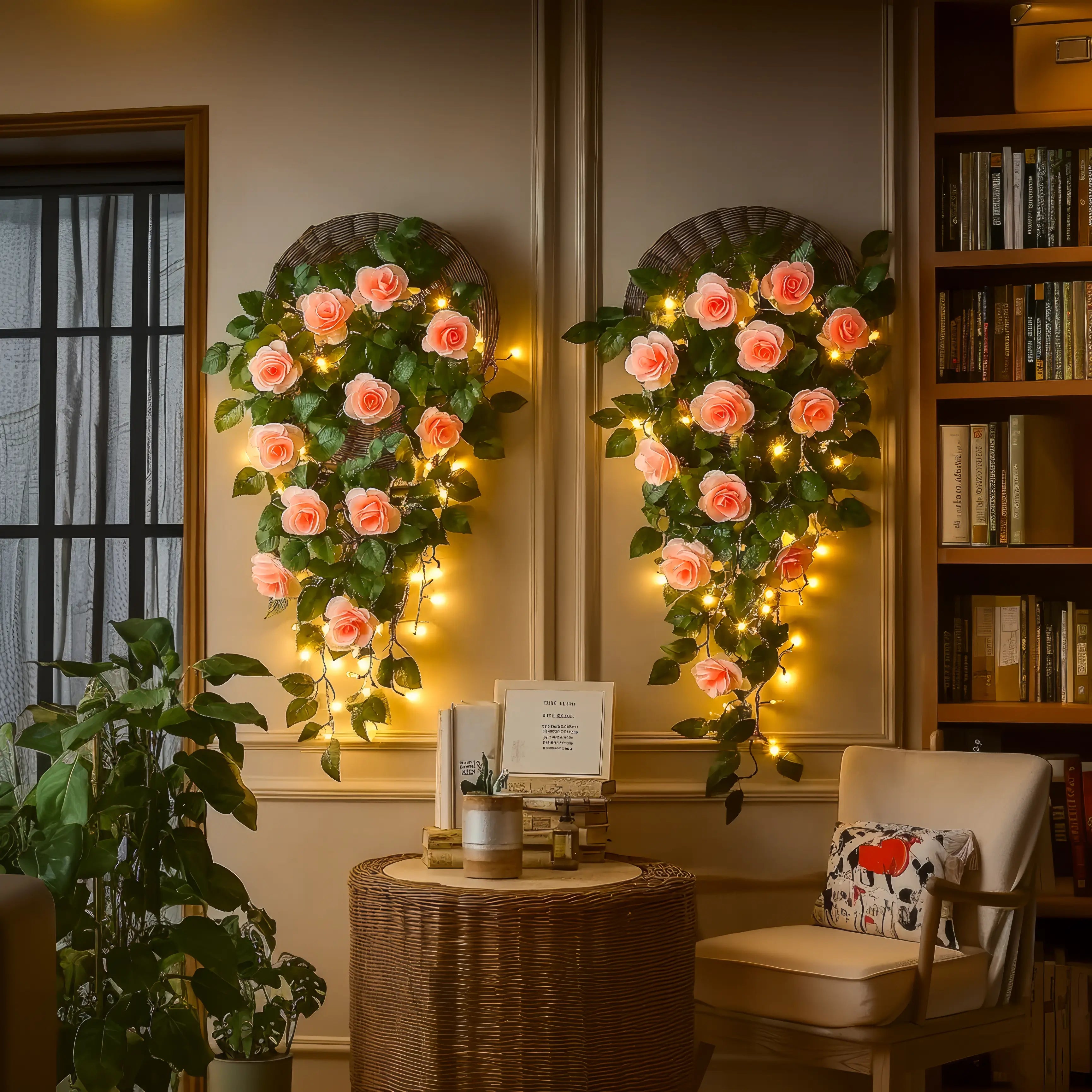 RoseGlow Bloom – LED Deko-Girlande rosé für Innenräume