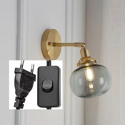 LichtZen - Nordisch moderne Wandleuchte mit Zugschalter - Glas und Eisen für Schlafzimmer oder Bad