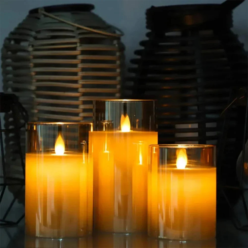 Flamora LED-Kerzenset Flackerlicht Eleganz Warmweiß für Terrasse