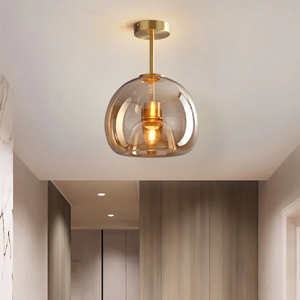 AuriLume Deckenlampe Modern Glas Kupferoptik für Wohnzimmer