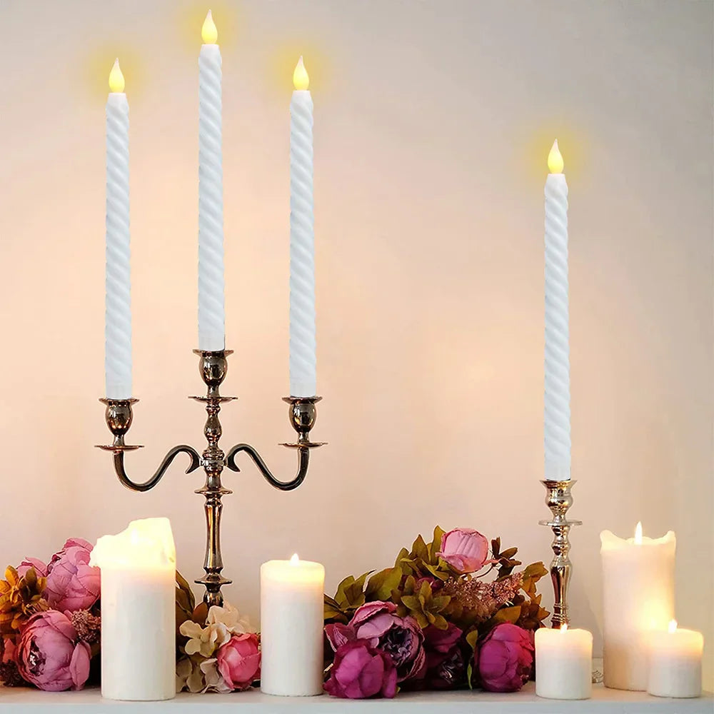 GlowFlame – Lange 3D LED-Kerzen mit flackernder Flamme Weiß für Weihnachten