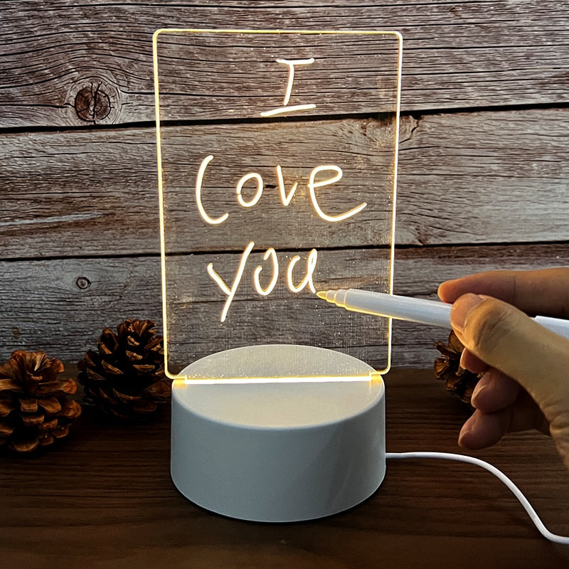 MemoGlow LED Schreibtafel Modern Leuchtend Weiß für Schreibtisch