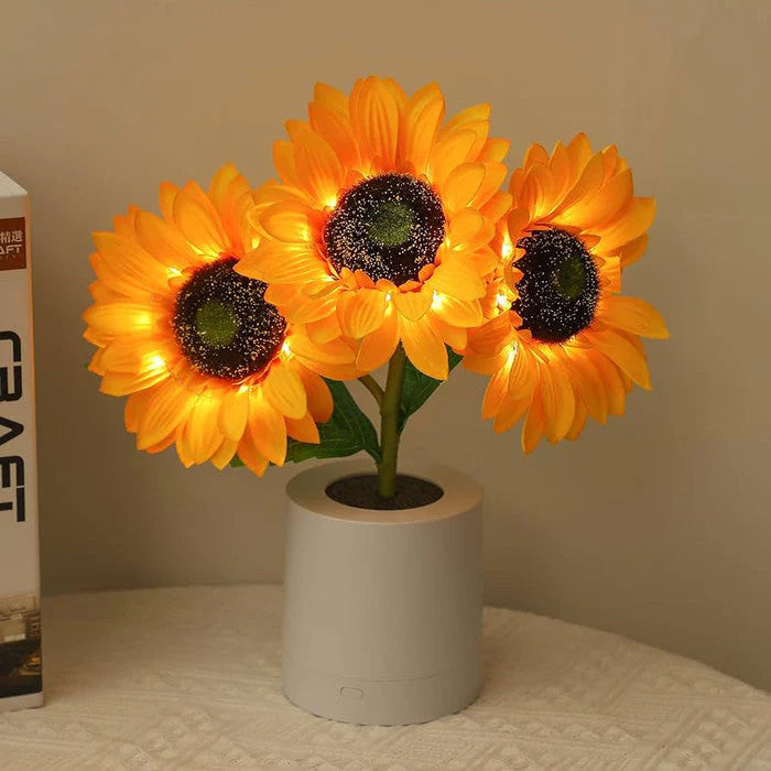 Sonnenblumen Tischlampe LED – Warmes Licht für Wohnzimmer, Schlafzimmer