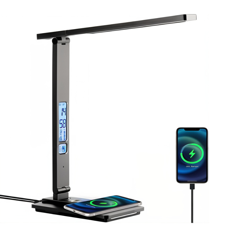 SmartBeam - LED-Schreibtischlampe mit kabellosem Ladegerät und USB-Anschluss