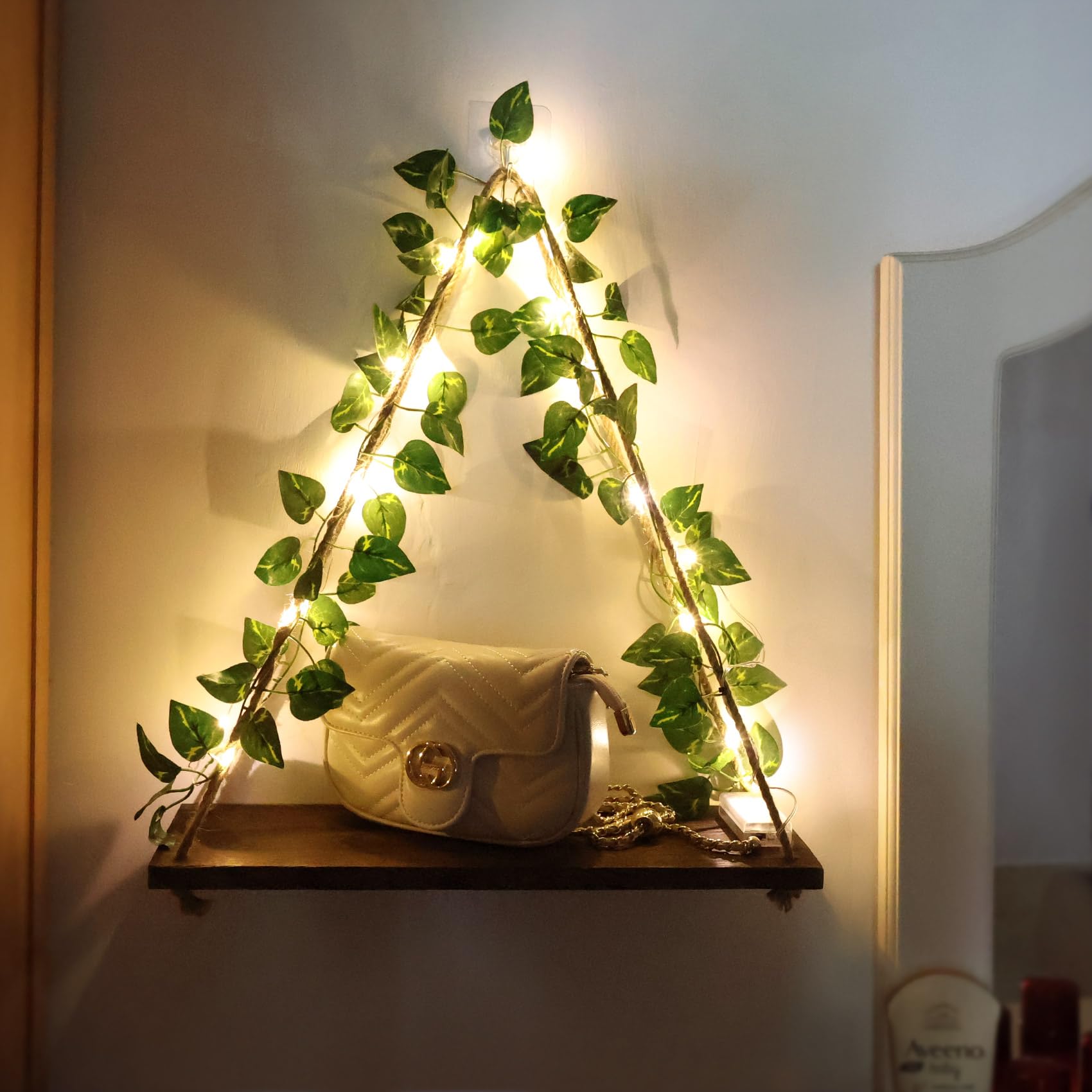 LeuchtEfeu Wandregal – Vintage Stil, LED, Grün, Für Innenräume