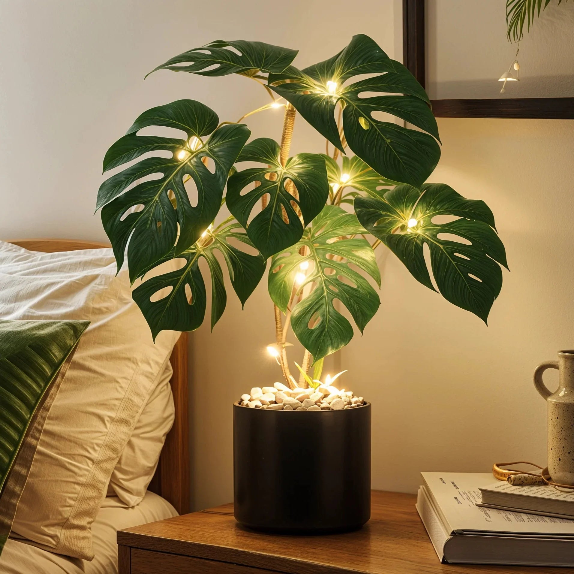 Monstera Glow LED-Lampe – Tropische Blätter, Grün, Für Innenräume