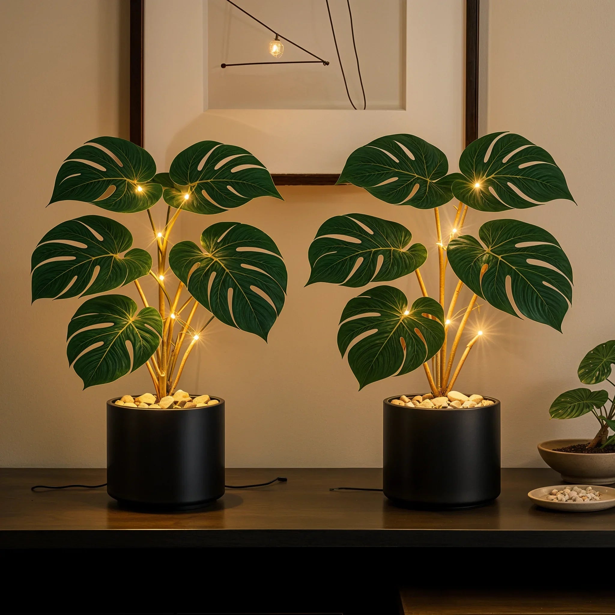 Monstera Glow LED-Lampe – Tropische Blätter, Grün, Für Innenräume