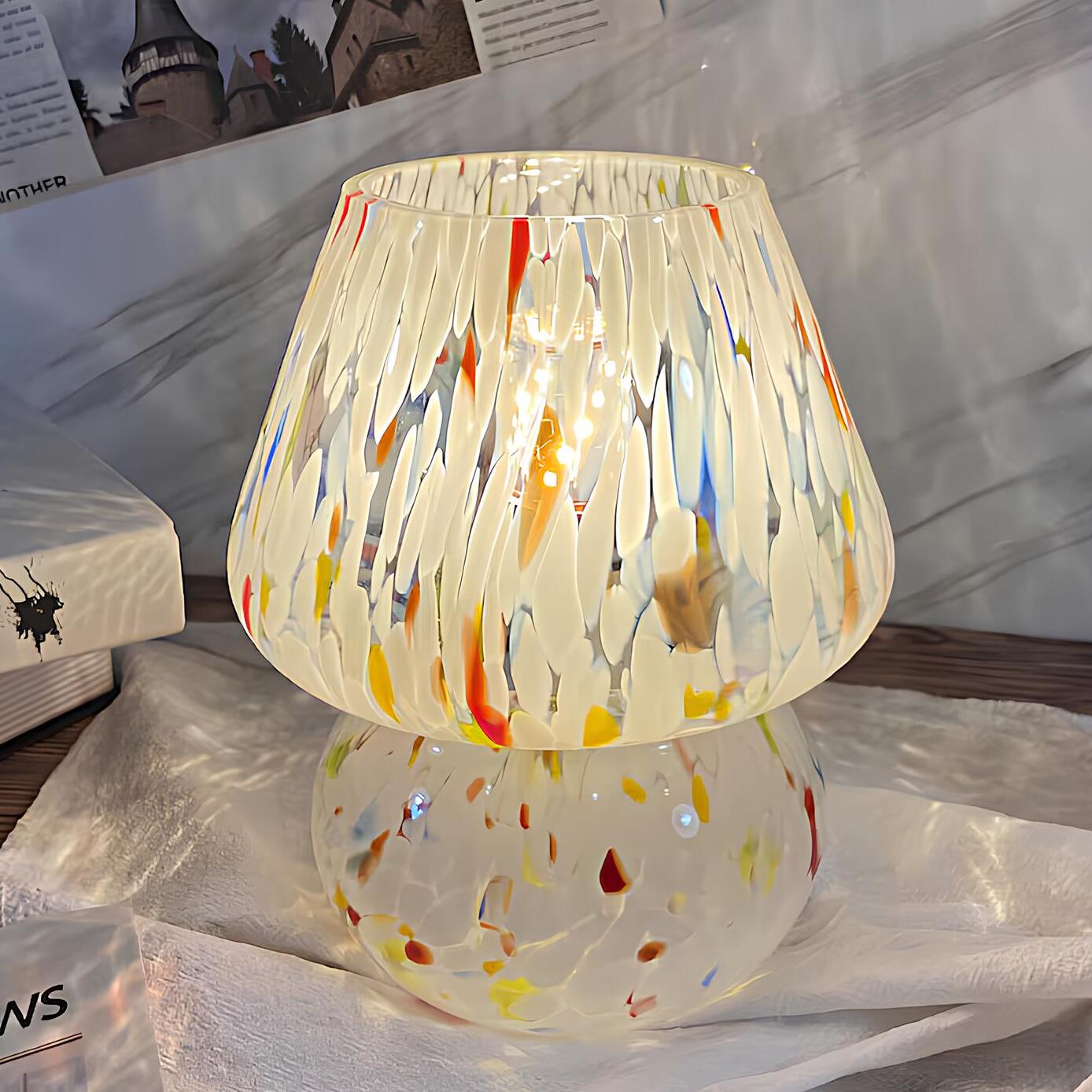 LumoGlas Vintage Glaslampe – handgefertigt amber für Wohnzimmer
