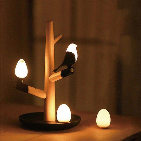 LichtEiche – Moderne Sensor-Tischlampe in Holzoptik für Wohnzimmer