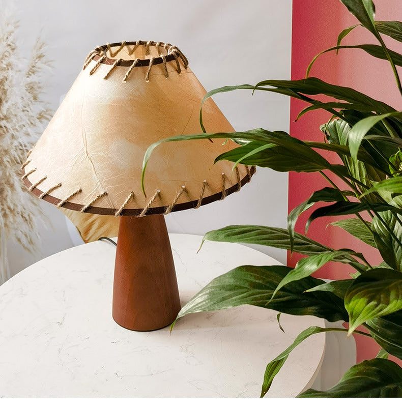 Ligno Massivholz Tischlampe im Vintage Stil – Natur Finish Wohnzimmer