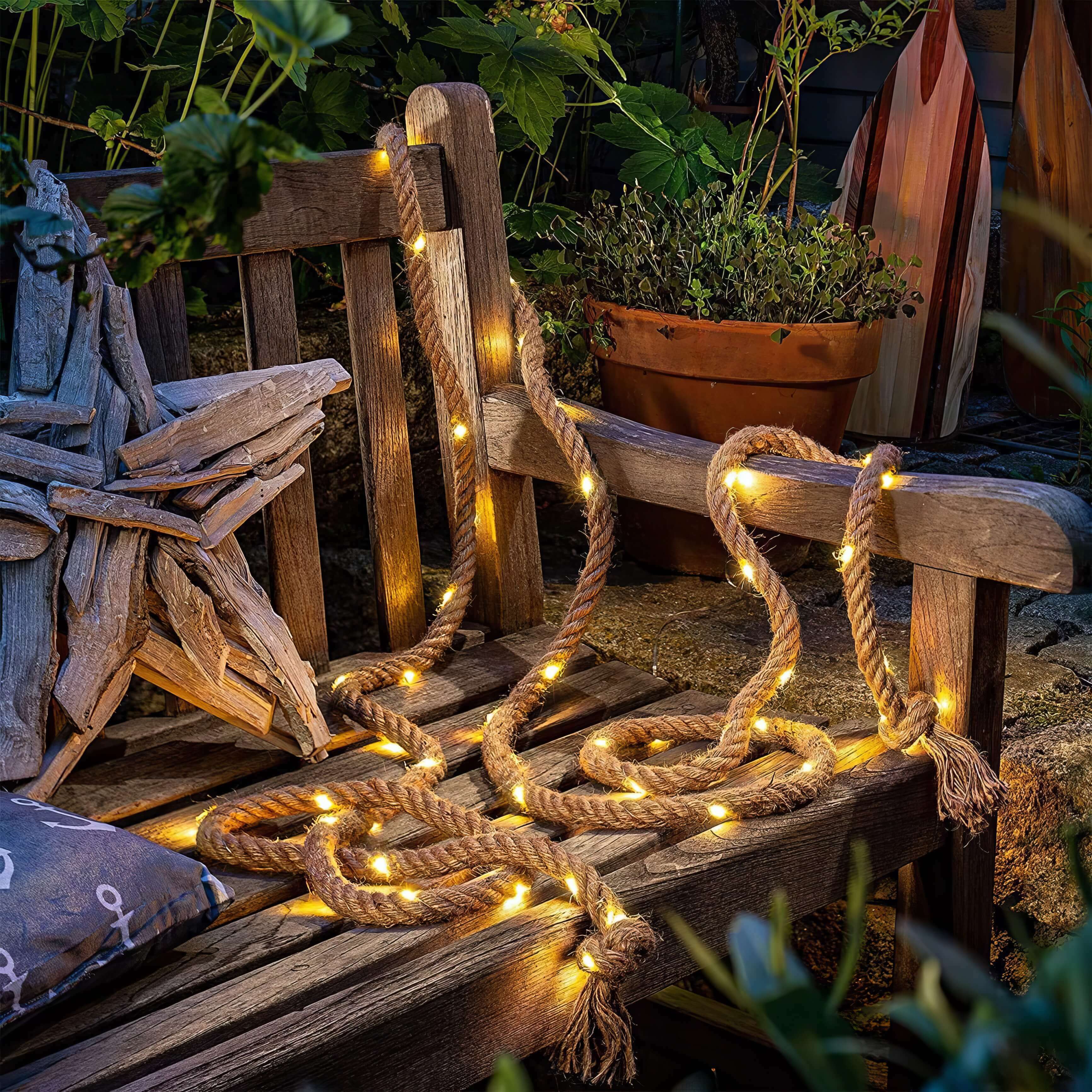 LumiCord Deko-Seil-Lichterkette Rustikal 4,5 m Warmweiß Garten