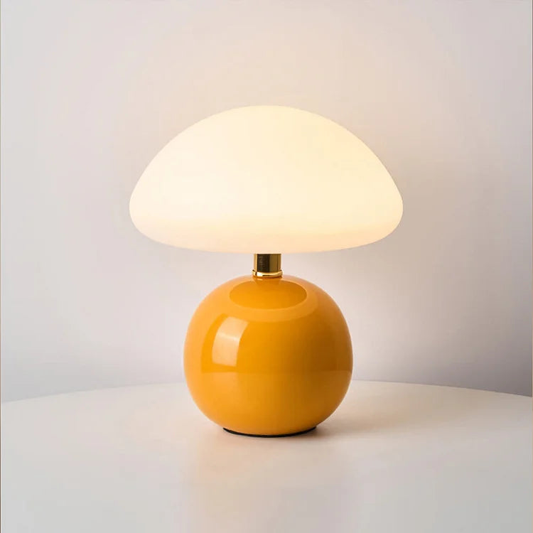CrèmeLumi Pilzlampe Retro Tischlampe LED Cremeweiß für Schlafzimmer
