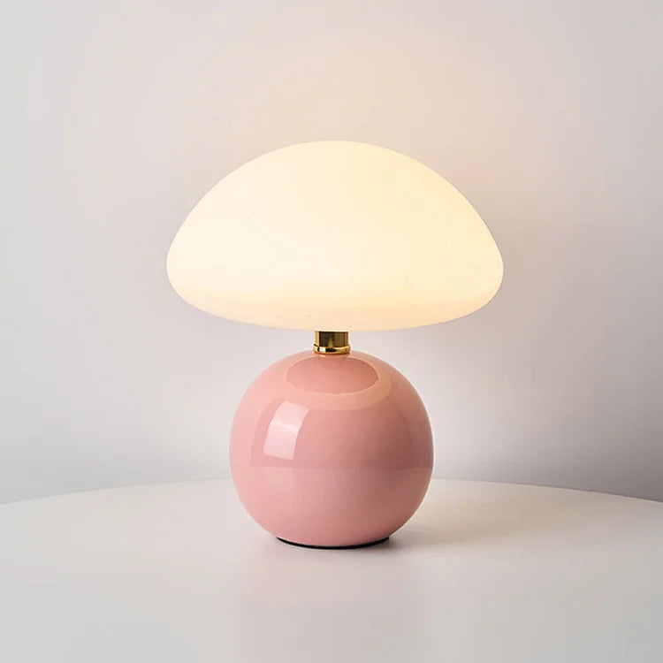 CrèmeLumi Pilzlampe Retro Tischlampe LED Cremeweiß für Schlafzimmer