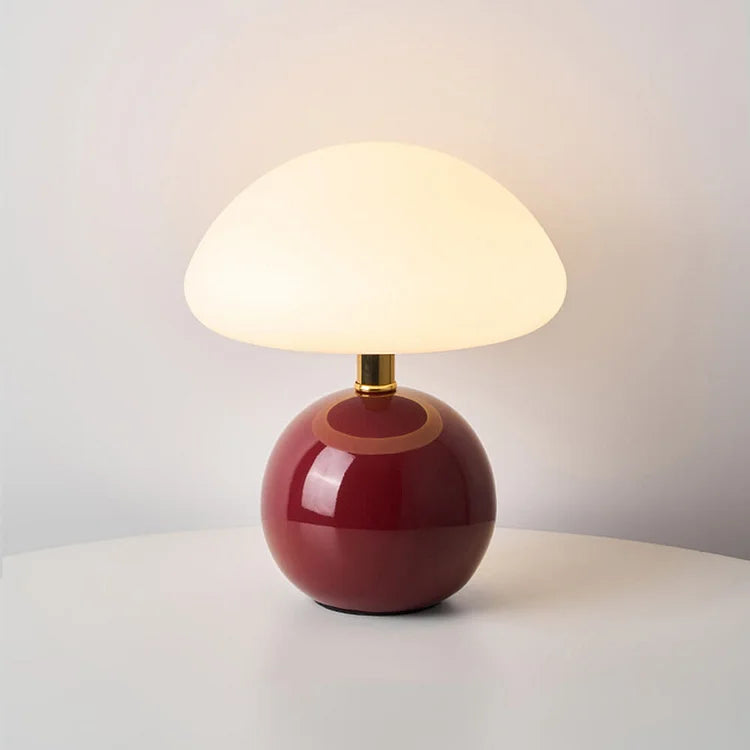 CrèmeLumi Pilzlampe Retro Tischlampe LED Cremeweiß für Schlafzimmer