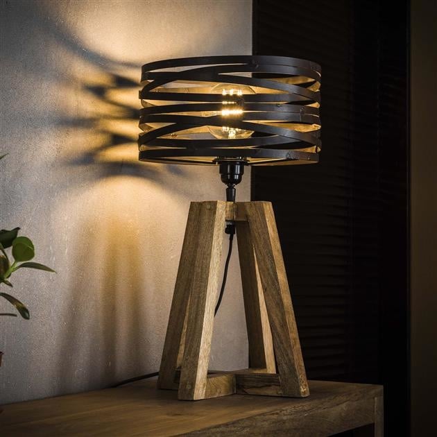Drehlicht – Rustikale Holzlampe dimmbar Eiche Wohnzimmer