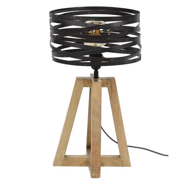 Drehlicht – Rustikale Holzlampe dimmbar Eiche Wohnzimmer