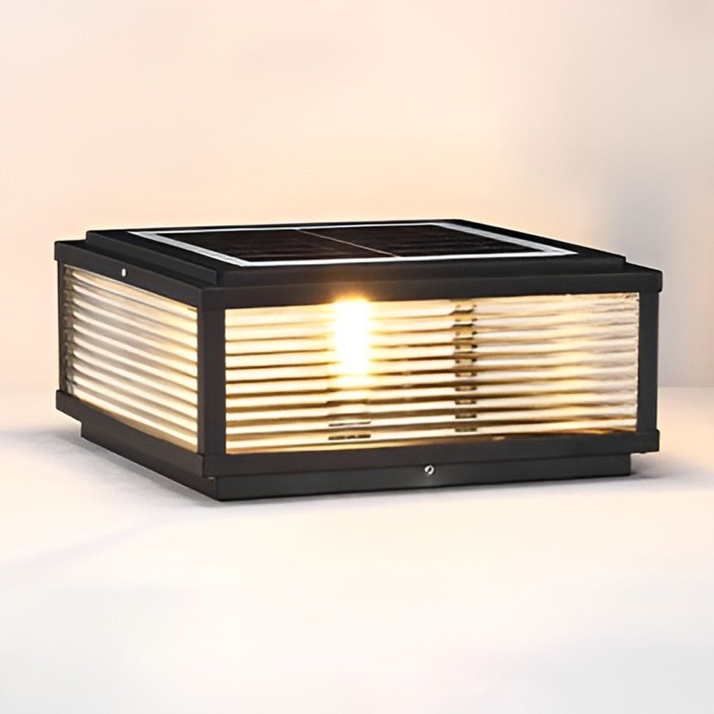 LumoPost Gartenleuchte Modern Glasrippen Schwarz